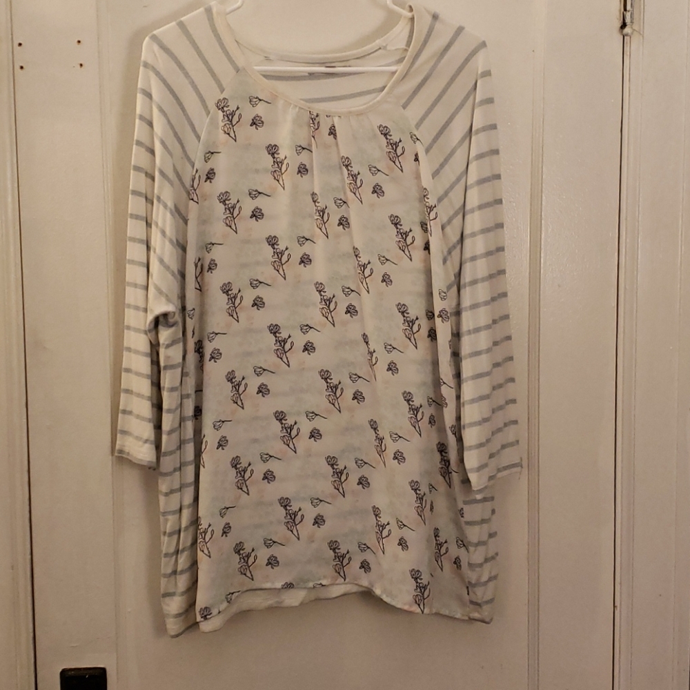 Foral and striped blouse